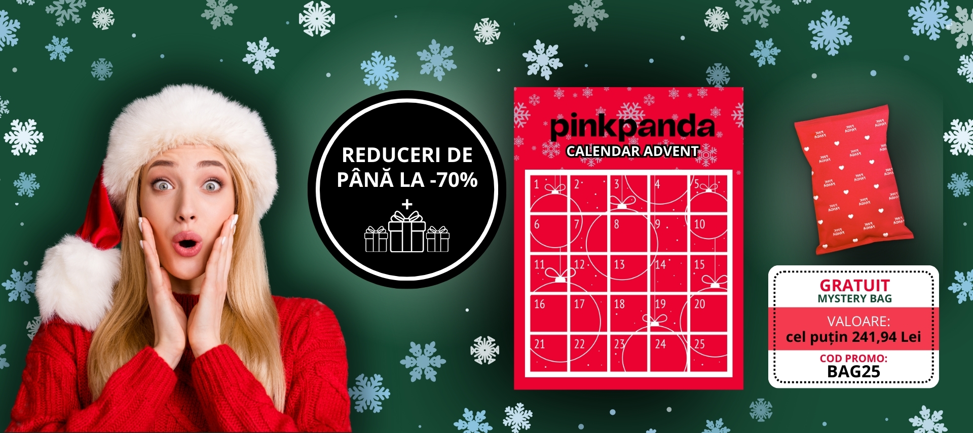 Contorul invers de Crăciun cu Calendarul de Advent Pink Panda