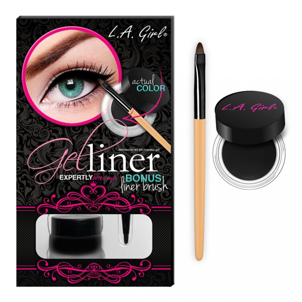 L.A. Girl Gel Eyeliner Kit Jet Black PINK PANDA